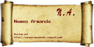 Nemes Armanda névjegykártya